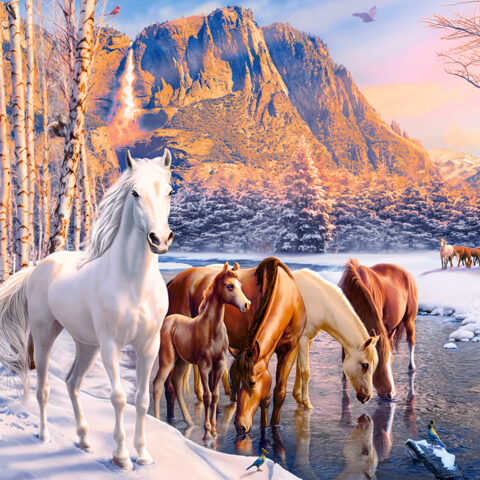 CASTORLAND Puzzle 500el. Winter Melt - Konie zimowy krajobraz