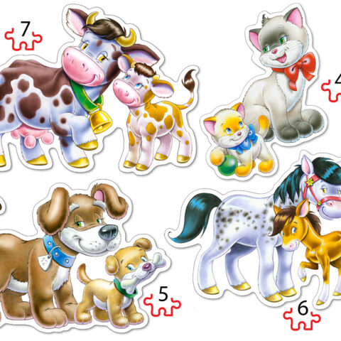 CASTORLAND Puzzle 4w1 Animals with Babies - Zwierzęta z dziećmi