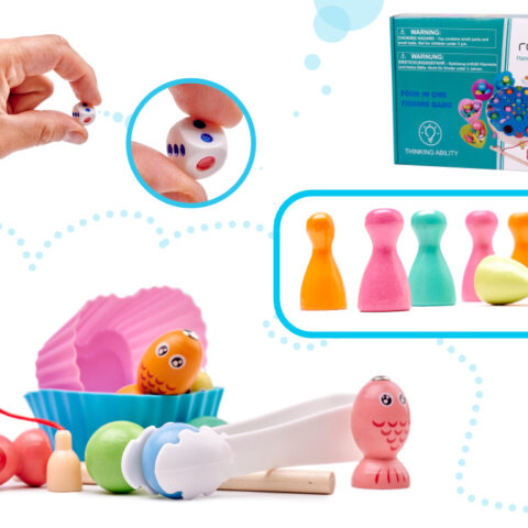 KX5269 Gra rodzinna rybki gąsienice łowienie montessori 2