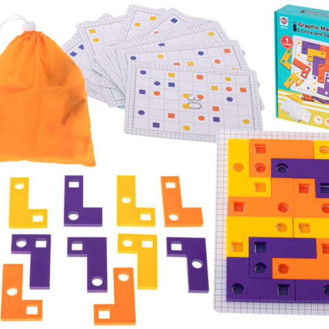 Gra logiczna układanka klocki tetris łamigłówka+ karty 42el.