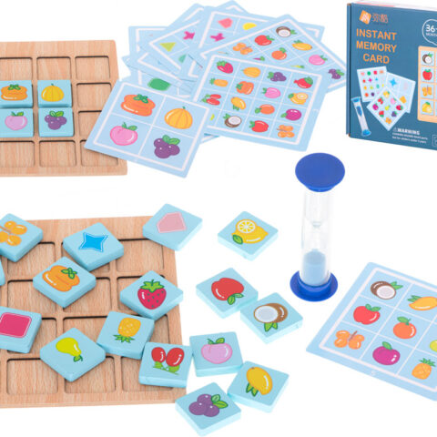 Puzzle drewniane gra planszowa memory owoce i kształty