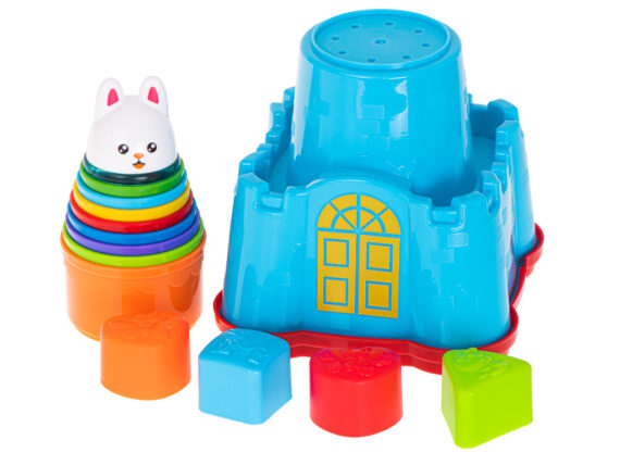Zamek króliczka kubeczki wieża piramida sorter z klockami