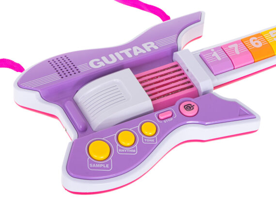 Gitara elektryczna rockowa z mikrofonem fioletowa