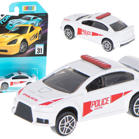 Samochód auto metalowe resorak policja biały 7cm