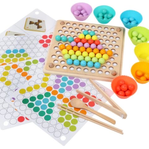 Układanka edukacyjna mozaika z kulek koralików montessori 77el.