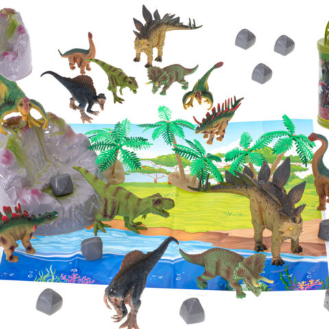 Figurki zwierzęta dinozaury 7szt + mata i akcesoria zestaw