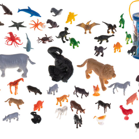 Figurki zwierzęta morskie dzikie zagrodowe dinozaury zestaw mix 48sztuk