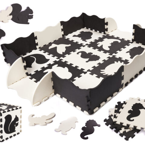 Puzzle piankowe mata / kojec dla dzieci 25el. czarno-białe