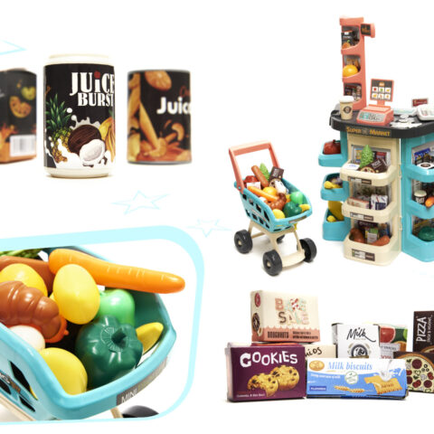 KX6395 Supermarket sklep kasa fiskalna + wózek miętowy 2