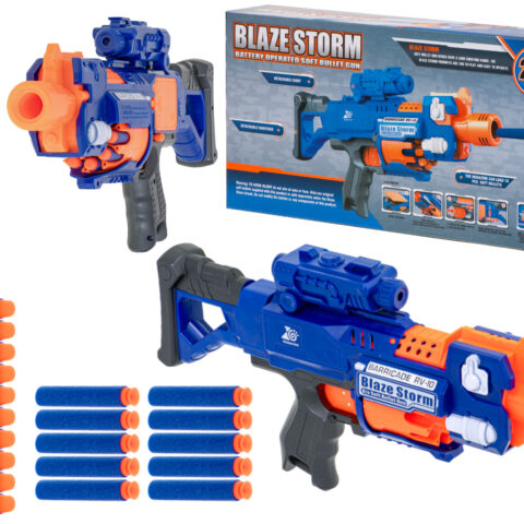 Karabin na piankowe strzałki pistolet bębenkowy+ celownik + 20 strzałek niebieski