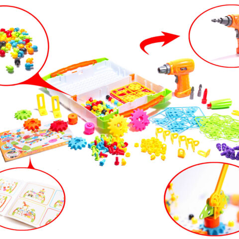 Puzzle Klocki w walizce 4w1 + wkrętarka 181 el 2