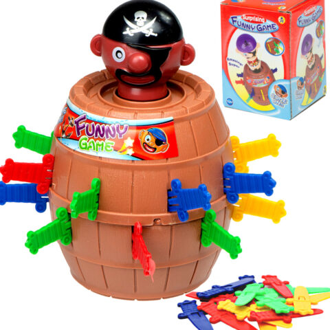 Gra zręcznościowa Szalony Pirat w beczce Ukłuj pirata 9 x 9 x 12,5 cm