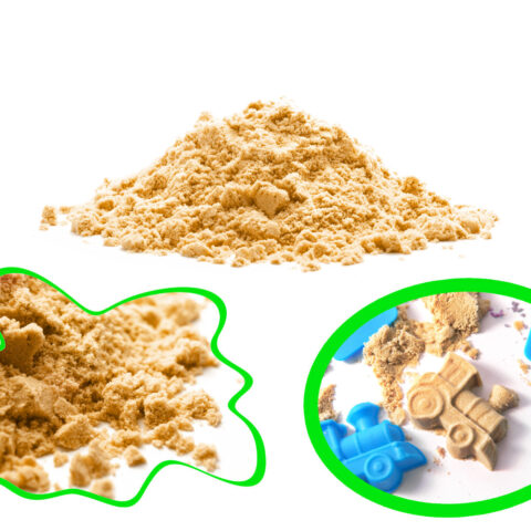 Piasek Kinetyczny w pudełku 2kg piaskownica + 16 foremek 5