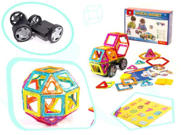 KX9680 Kolorowe klocki magnetyczne MAGICAL MAGNET 40SZT 2