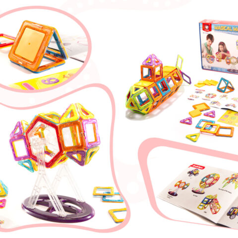 KX9681 Kolorowe klocki magnetyczne MAGICAL MAGNET 52SZT 2