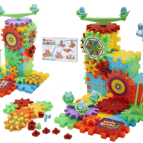 Klocki Konstrukcyjne układanka edukacyjna zębatki plac zabaw MAGICAL BLOCKS 81szt