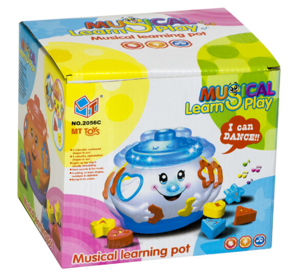 Muzyczny garnuszek klocuszek grający sorter żółty