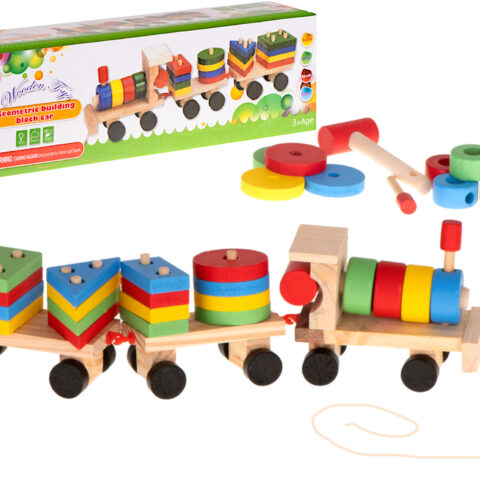 Sorter drewniany układanka zręcznościowa pociąg lokomotywa + wagony 30cm