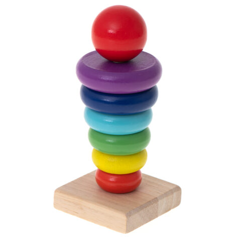 Piramida piramidka drewniana wieża sorter tęczowa 13cm